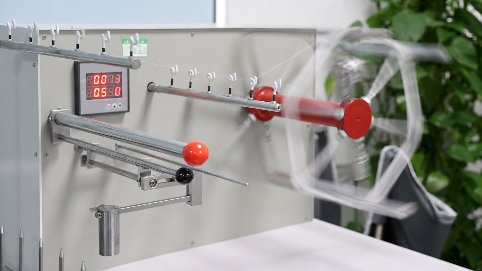 Ribbon winding machine with digital length counter  precision ribbon spool measuring station