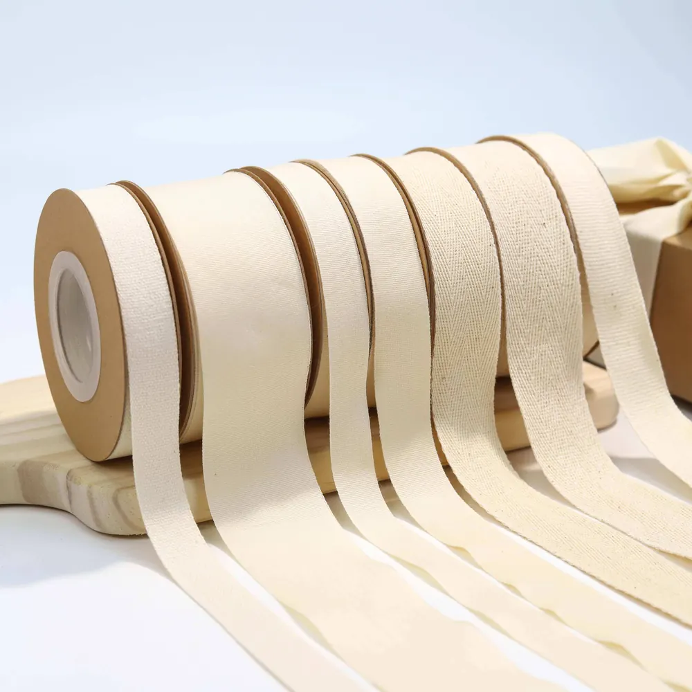 Wholesale cotton ribbon: plain weave, herringbone and twill, natural fiber