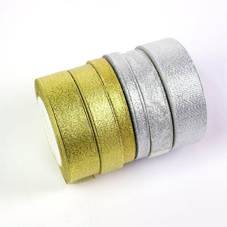 Glitter metallic ribbon — sparkle surface on satin or grosgrain base