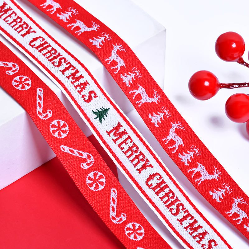 Jacquard ribbon wholesale — logo and pattern woven into ribbon structure, permanent non-fade