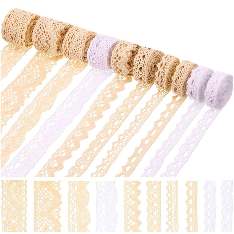 Lace ribbon wholesale — decorative open-weave lace edge ribbon for bridal and luxury packaging