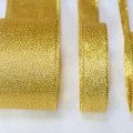 Lurex woven metallic ribbon — woven-in shimmer, gold and silver