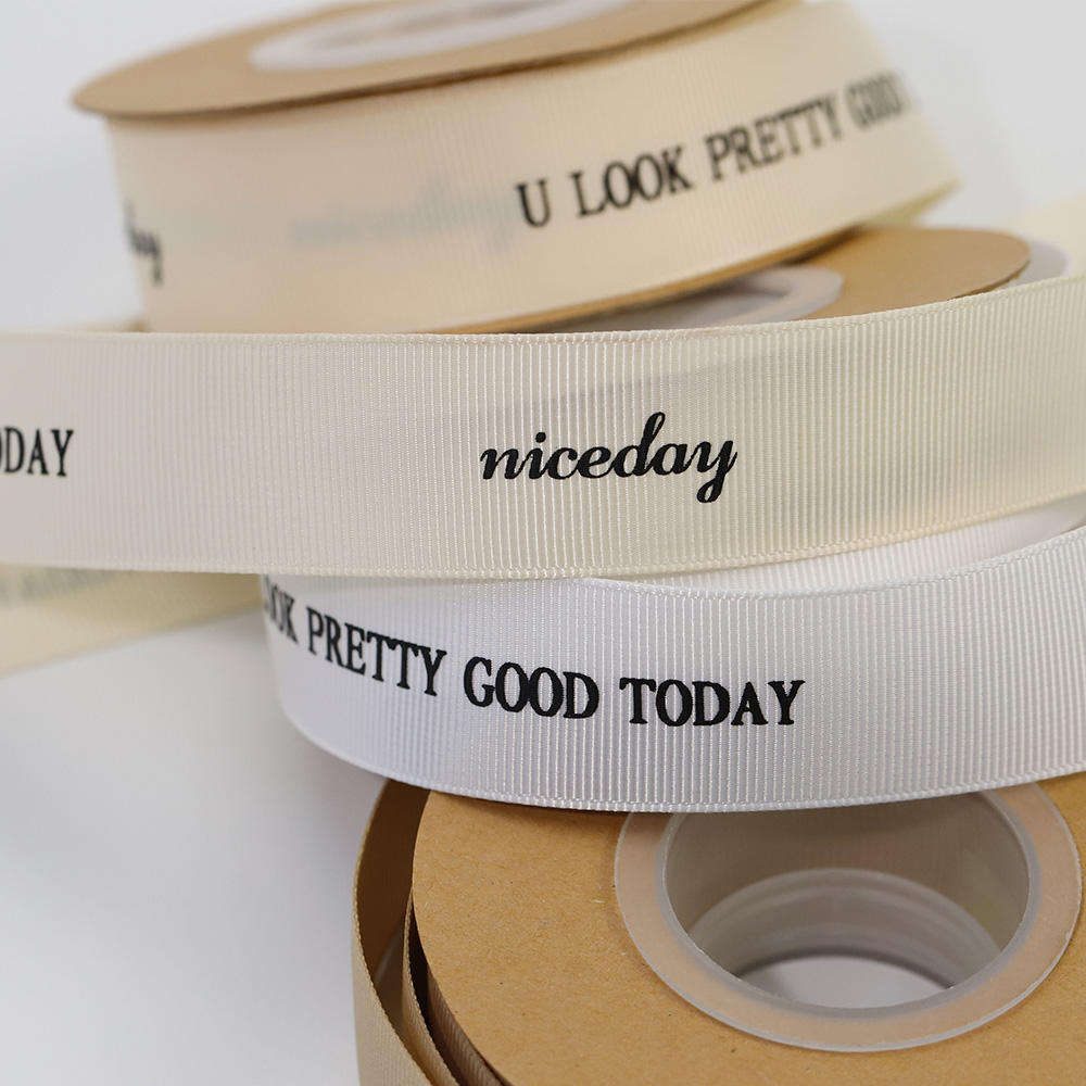 Printed grosgrain ribbon — hot stamp and silk screen logo printing