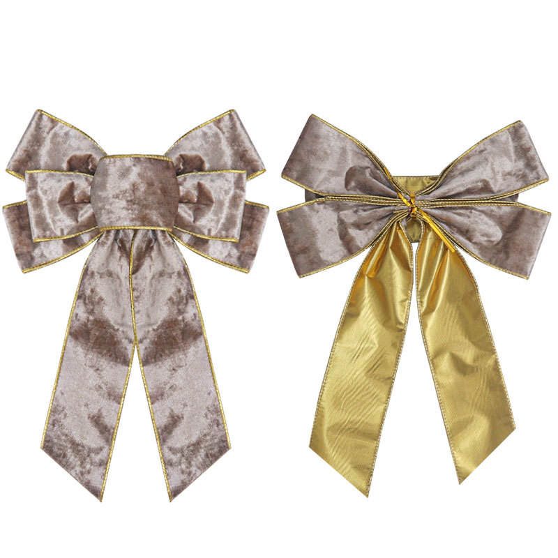 Wired wreath bow wholesale — wire-edge multi-loop bow for Christmas wreaths