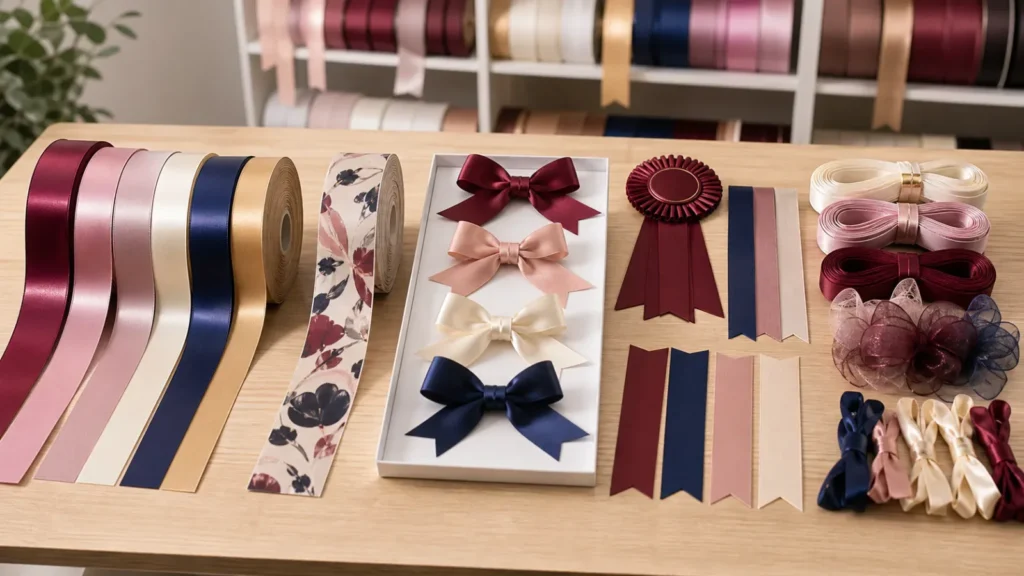 Ribbon assortment prepared for award program order checks